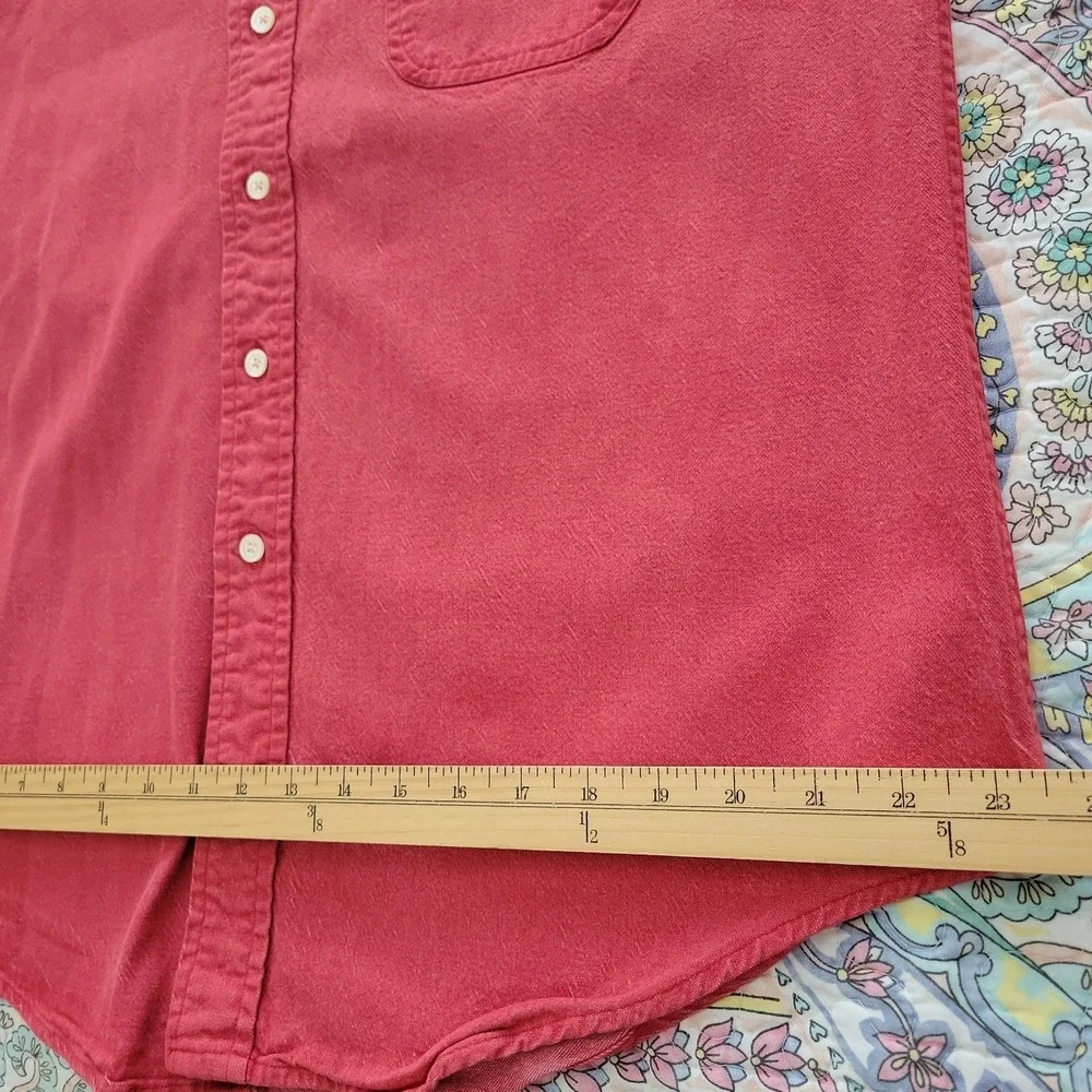 Vtg J Crew Oarsman Oxford Button Down Mens Shirt Sz L Red Heavy Cotton USA 90s
